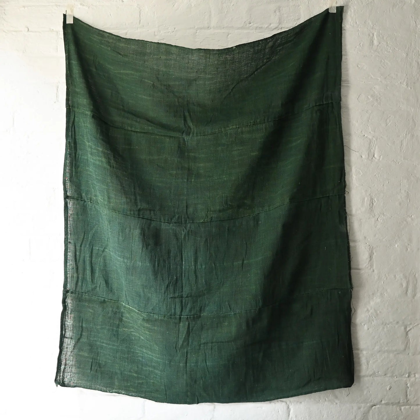 Antique four-panel indigo-green hemp textiles, originally a part of a mosquito net Kaya.