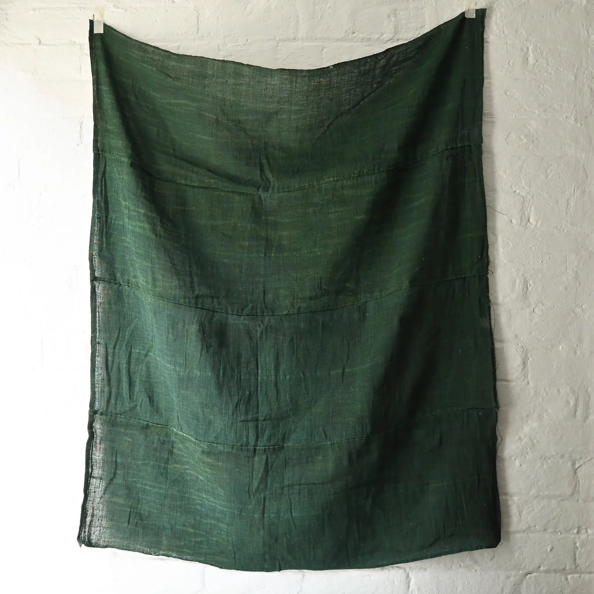 Antique four-panel indigo-green hemp textiles, originally a part of a mosquito net Kaya.