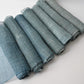 Antique Japanese indigo dyed hemp Kaya panels, light to dark colour.