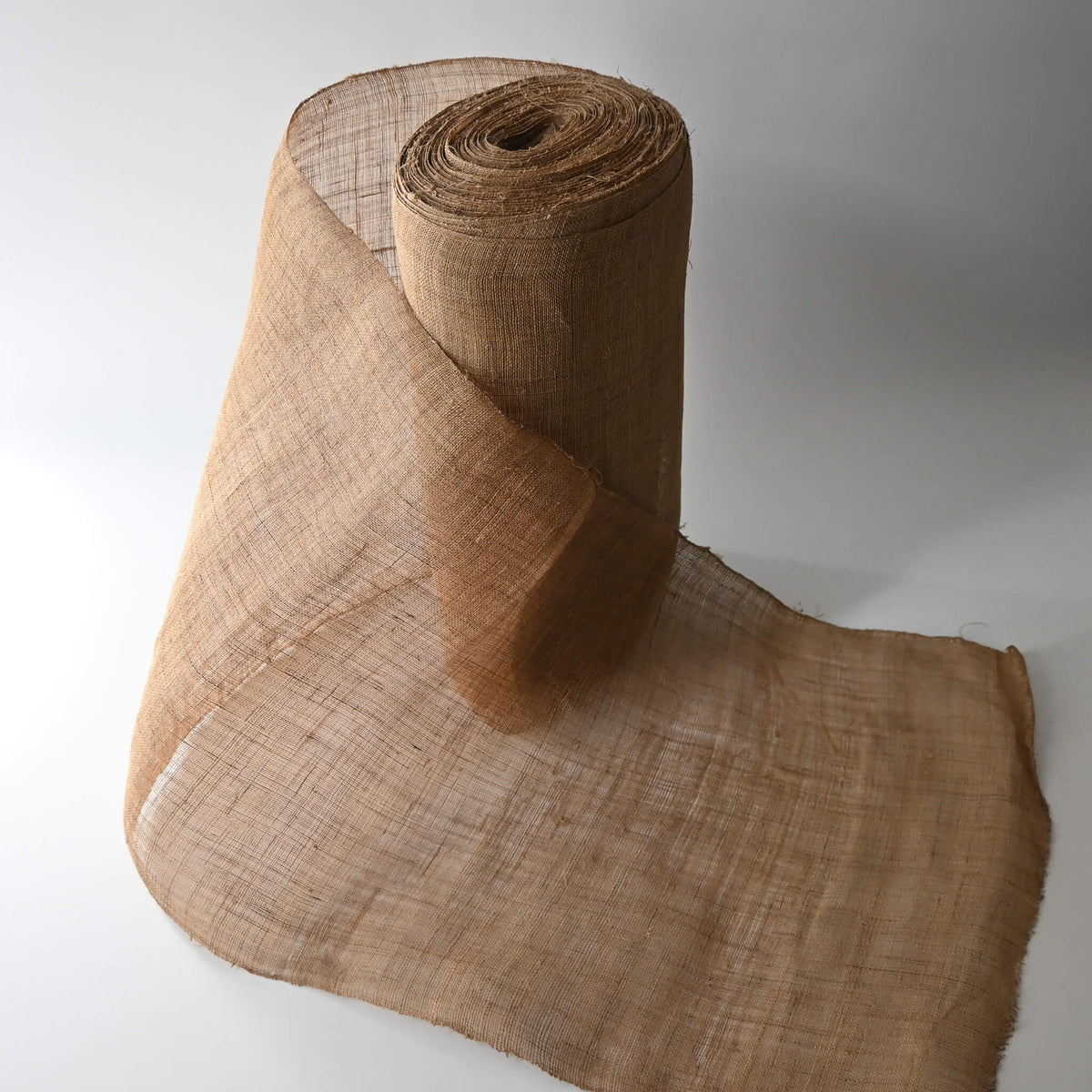Antique Japanese natural hemp sold by the metre, open weave and coarse.