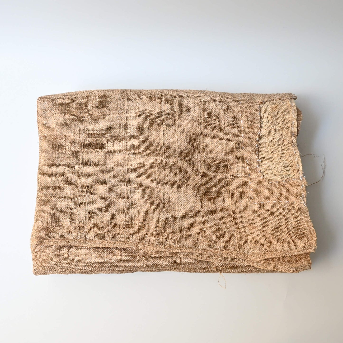Antique Japanese natural thick hemp with a patch, rustic feel.