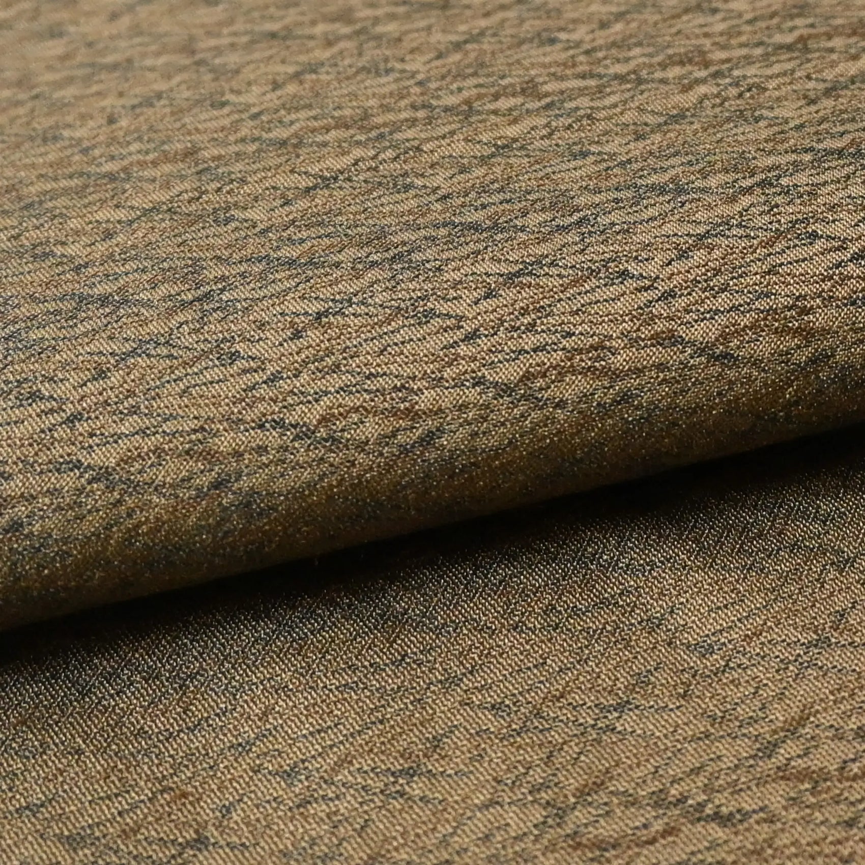 Detailed view of antique Japanese silk brocade Maru Obi with pine needle motif in dark khaki green.