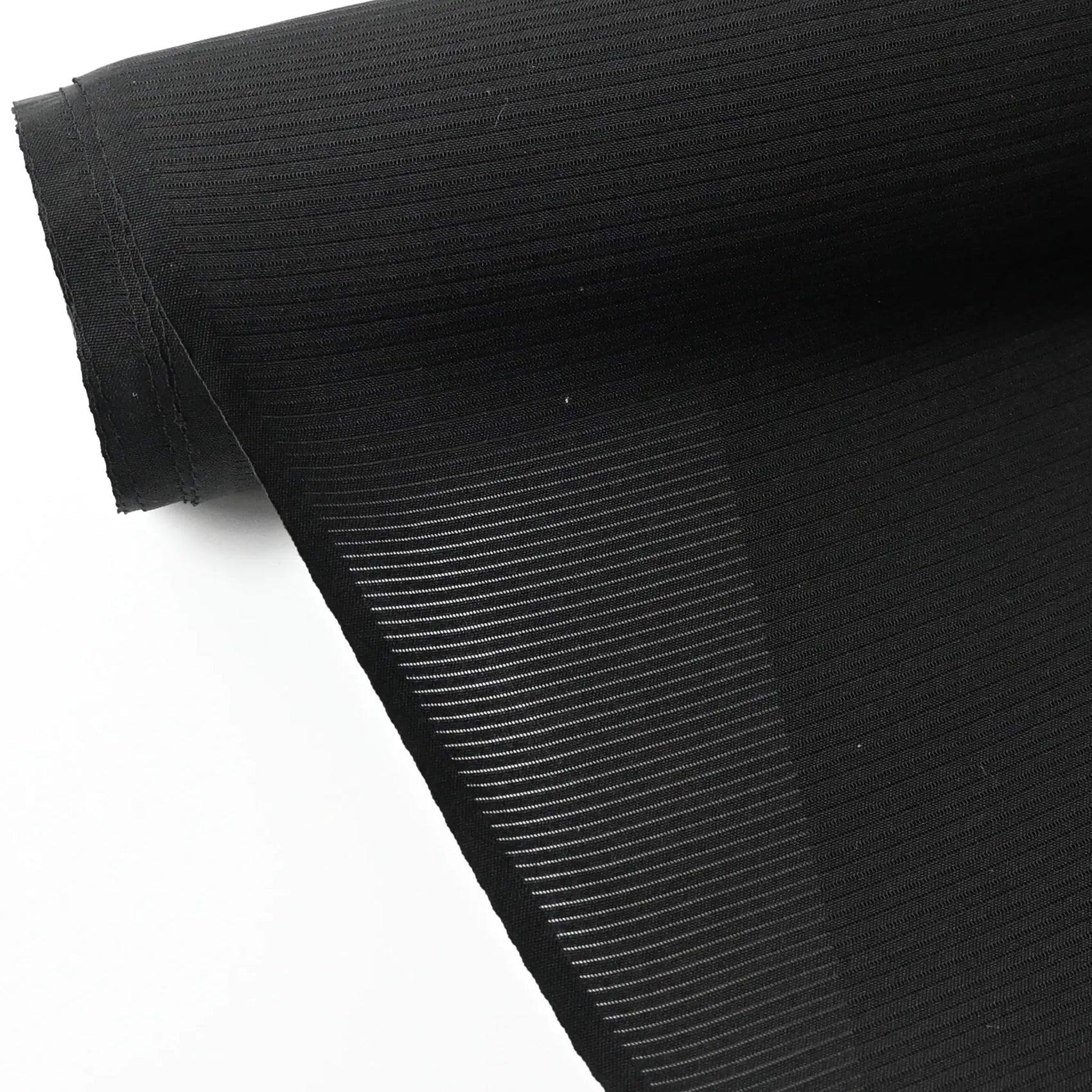 Vintage Japanese black Ro silk summer formal kimono fabric roll, semi-sheer weave.