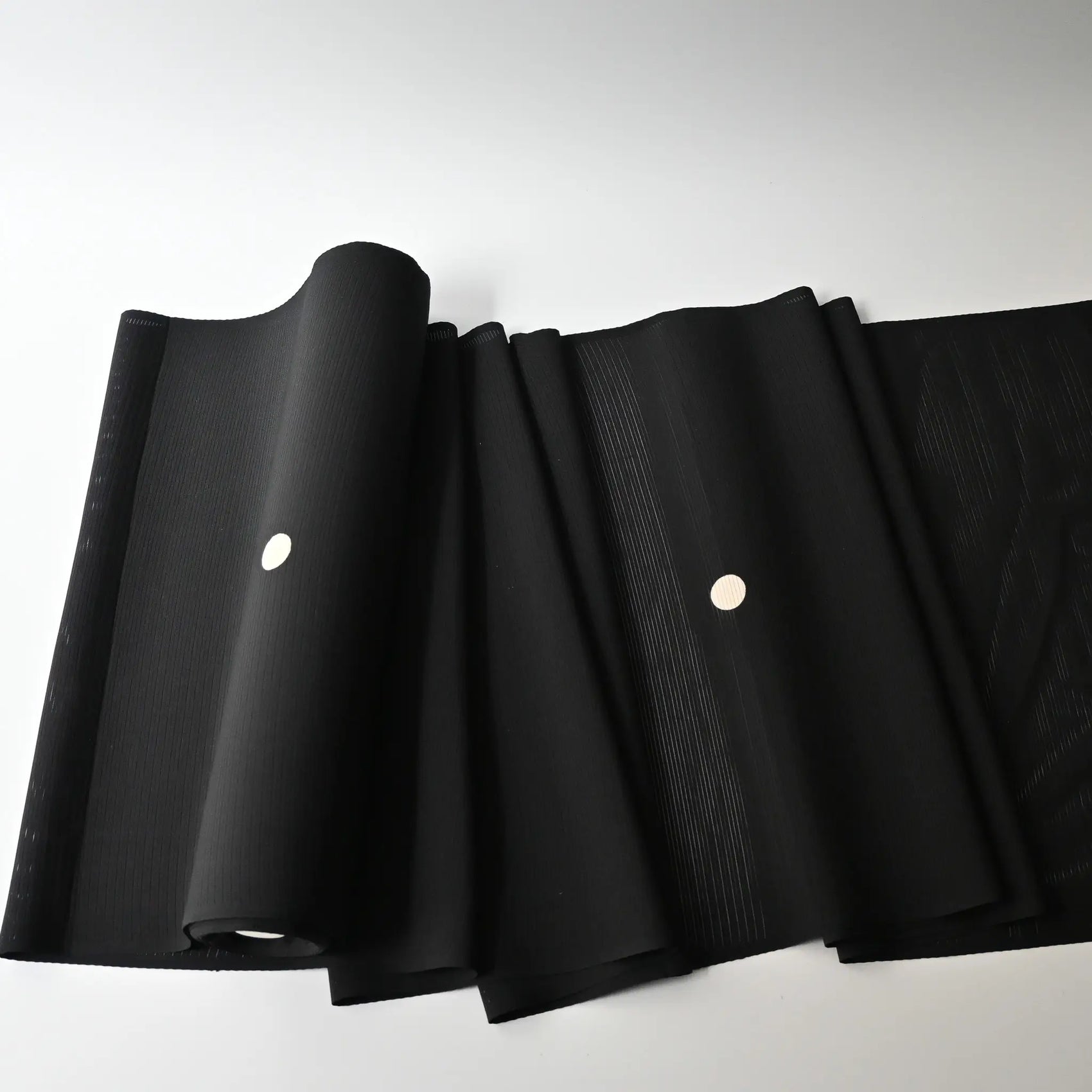 Vintage Japanese black Ro silk  kimono fabric roll in rich deep black, beautiful drape.