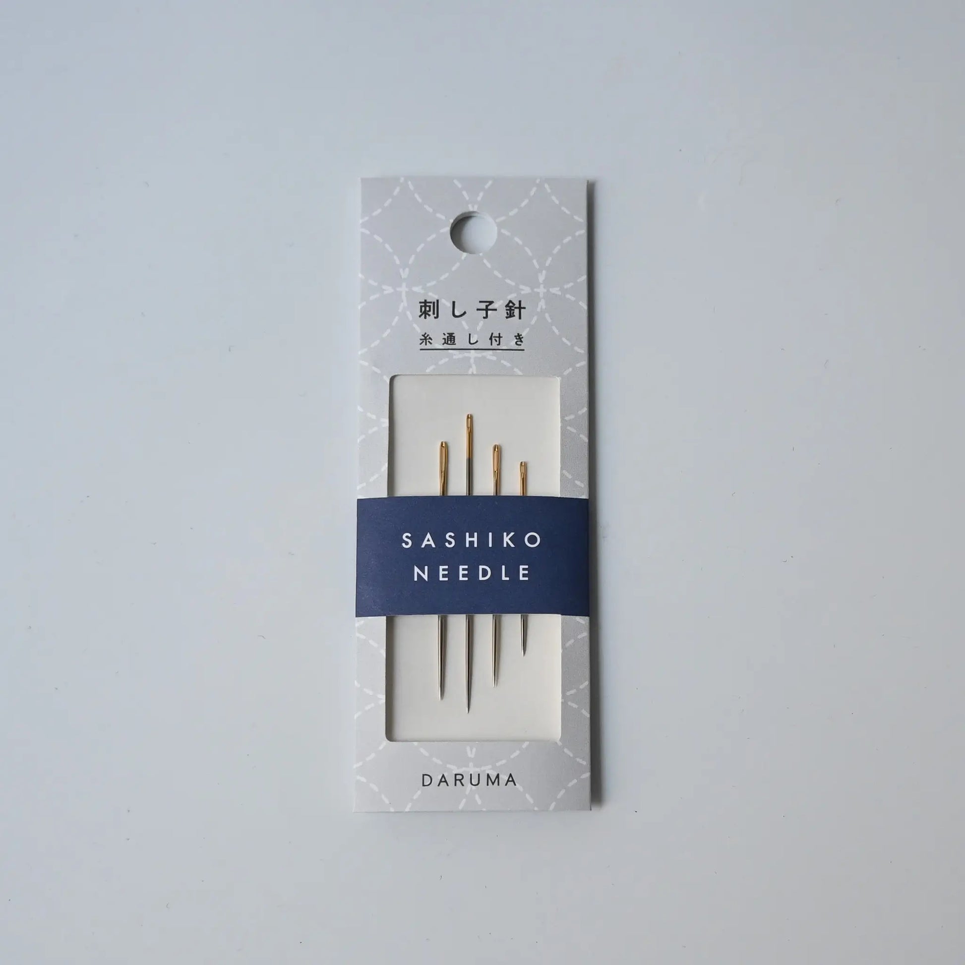 Set of four Japan-made sashiko needles from Daruma, with different lengths and thicknesses.