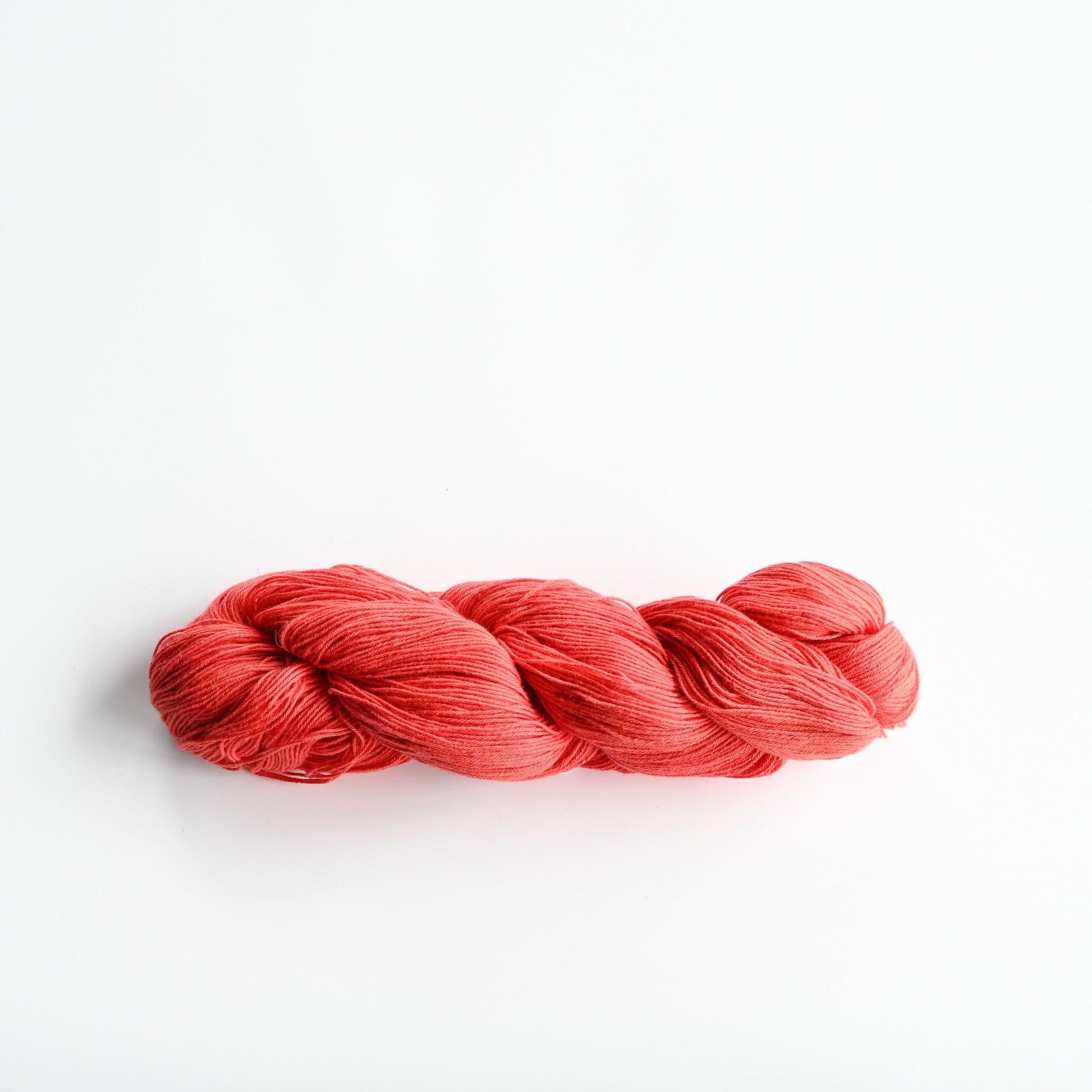 Authentic Japanese sashiko threads hank from Hida, Gifu, in coral.