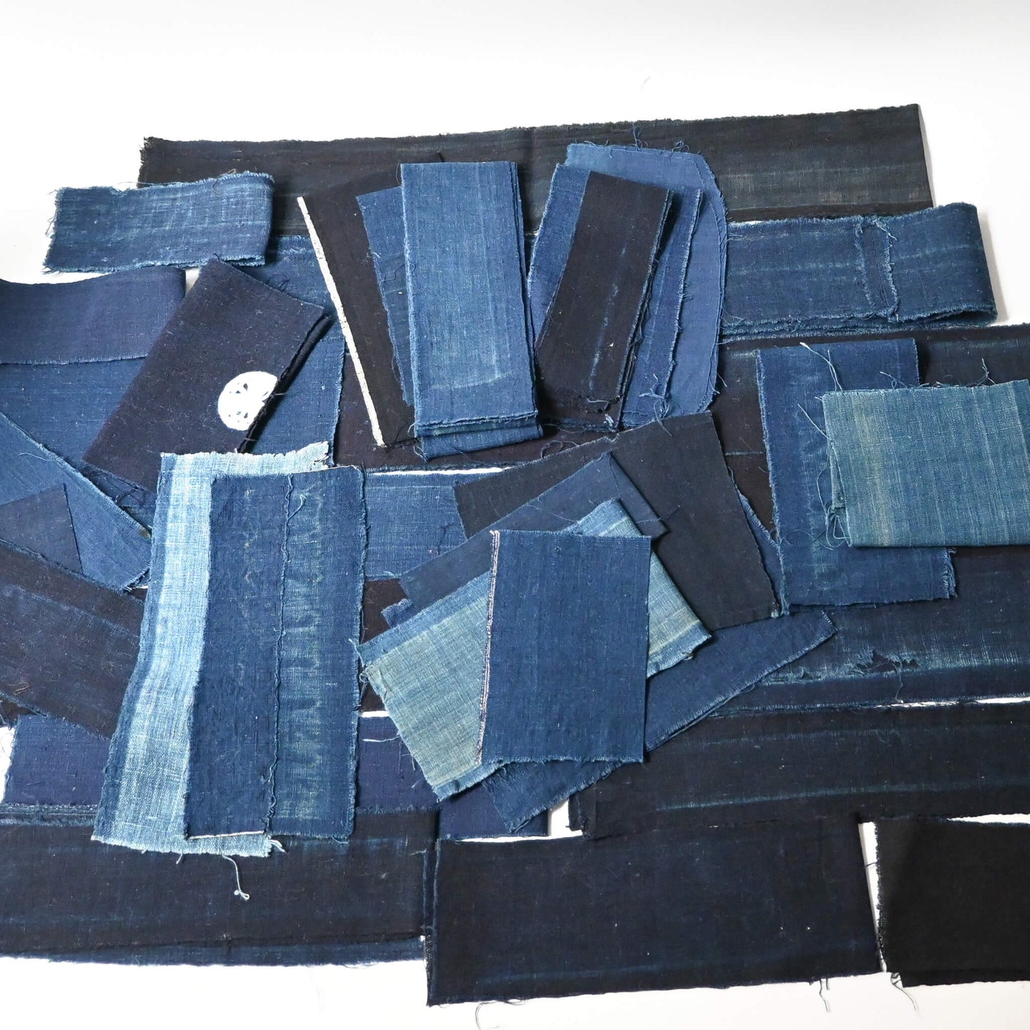 One-Off Plain Vintage Indigo Cotton Scrap Bundle