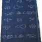 Rare vintage indigo kasuri cotton with pictorial motifs,  including gourds, plum blossoms, and umbrellas.