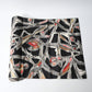 Vintage Japanese Meisen kimono silk fabric roll, rare cubism floral motif from the 20th century.