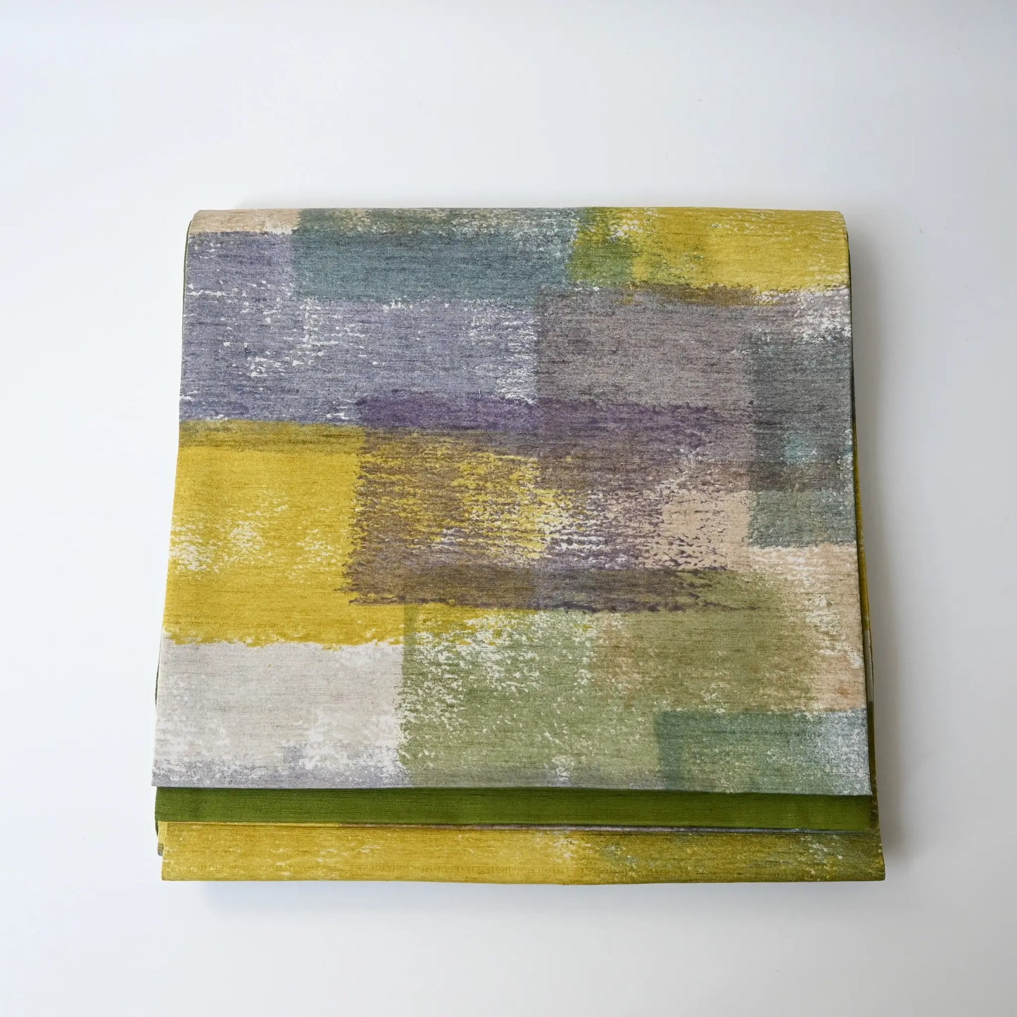 Recycled women's tsumugi silk obi with dyed abstract painterly motif.