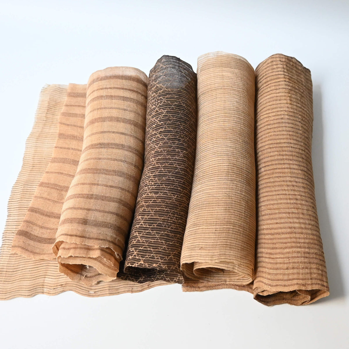 Assorted four vintage collectable bashofu banana fibre textile pieces, from Okinawa Japan.