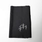 Vintage Japanese tsumugi silk kimono fabric piece in black with small grey bamboo motif.