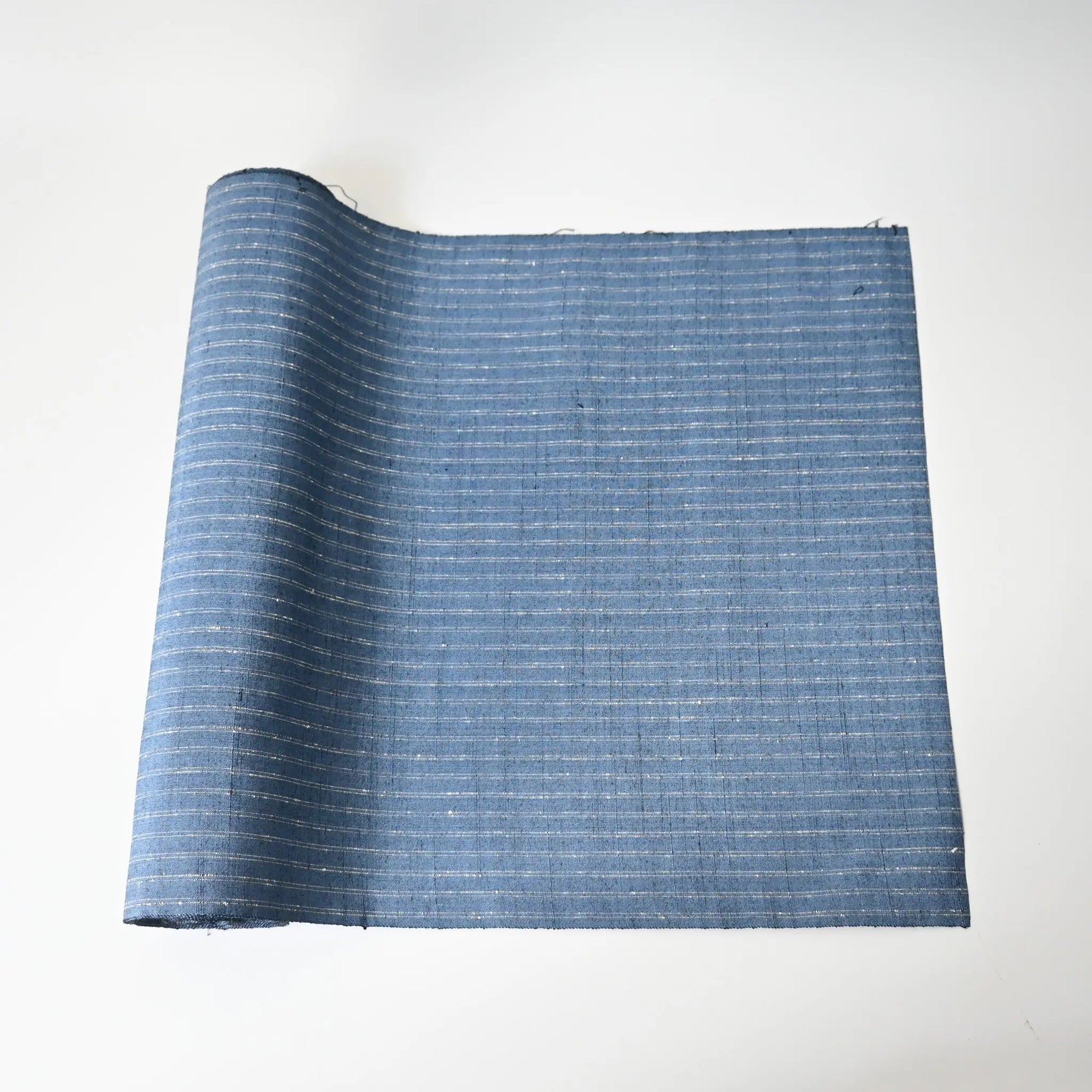 Vintage Blue Stripe Tsumugi Silk Kimono Fabric Sold By The Metre
