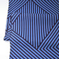 Vintage traditional Japanese men's yukata cotton fabric with bold geometric stripe pattern in bright blue and navy.