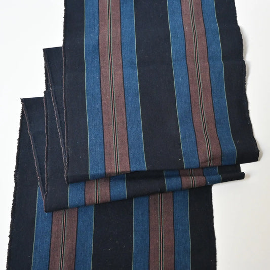 Full view of vintage Japanese indigo stripe cotton piece from a futon cover.