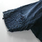 Detailed view of vintage Japanese Boro indigo cotton Noragi from the early to mid-20th century.