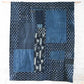 Full view of vintage Boro  indigo Kasuri cotton futon cover with full of character.