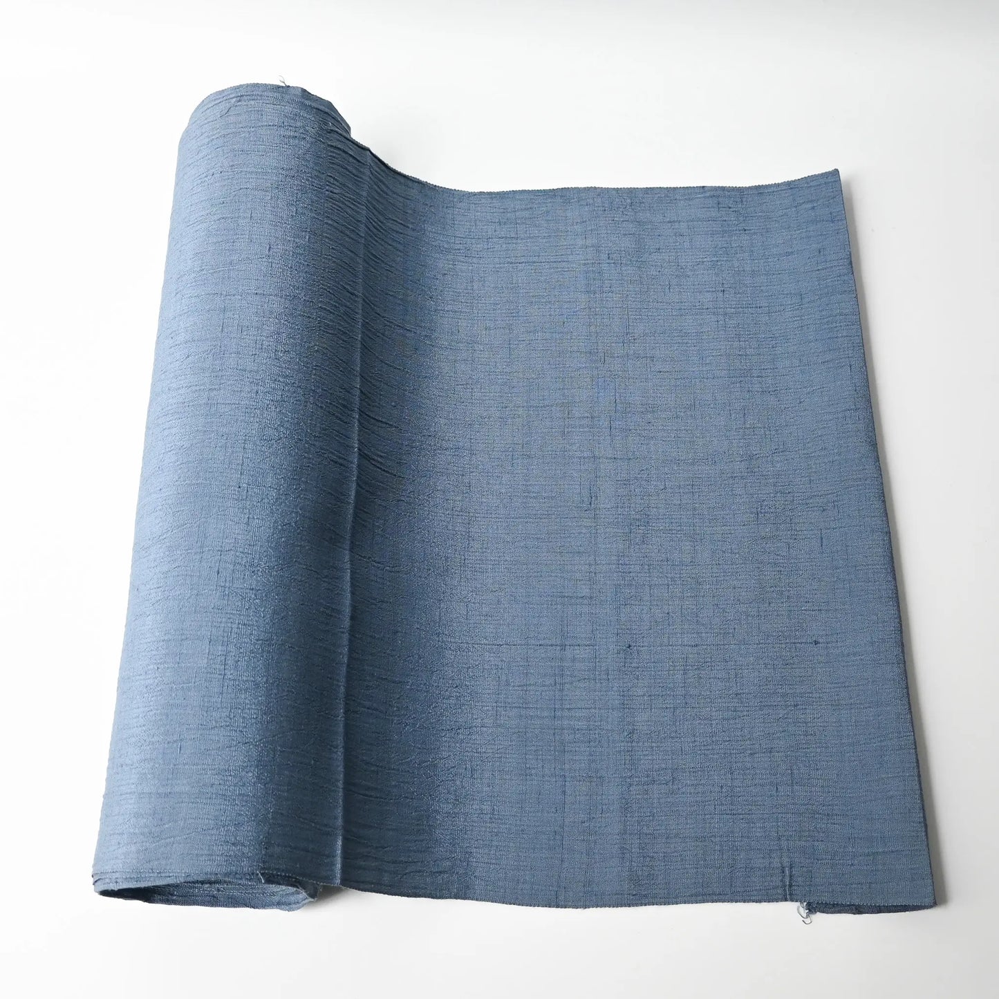 Vintage calm blue grey tone silk kimono fabric with distinctive texture, sold by the metre.