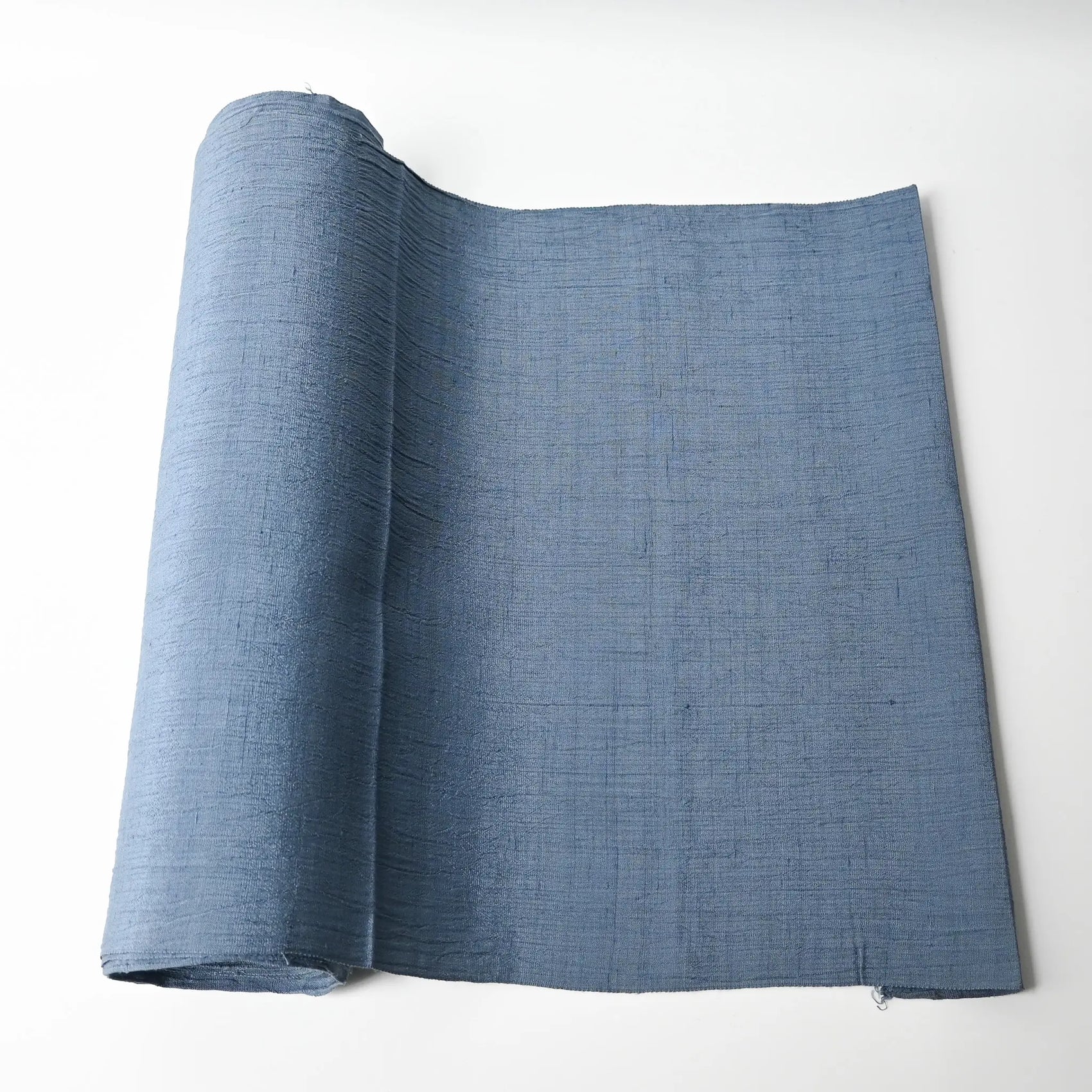 Vintage calm blue grey tone silk kimono fabric with distinctive texture, sold by the metre.