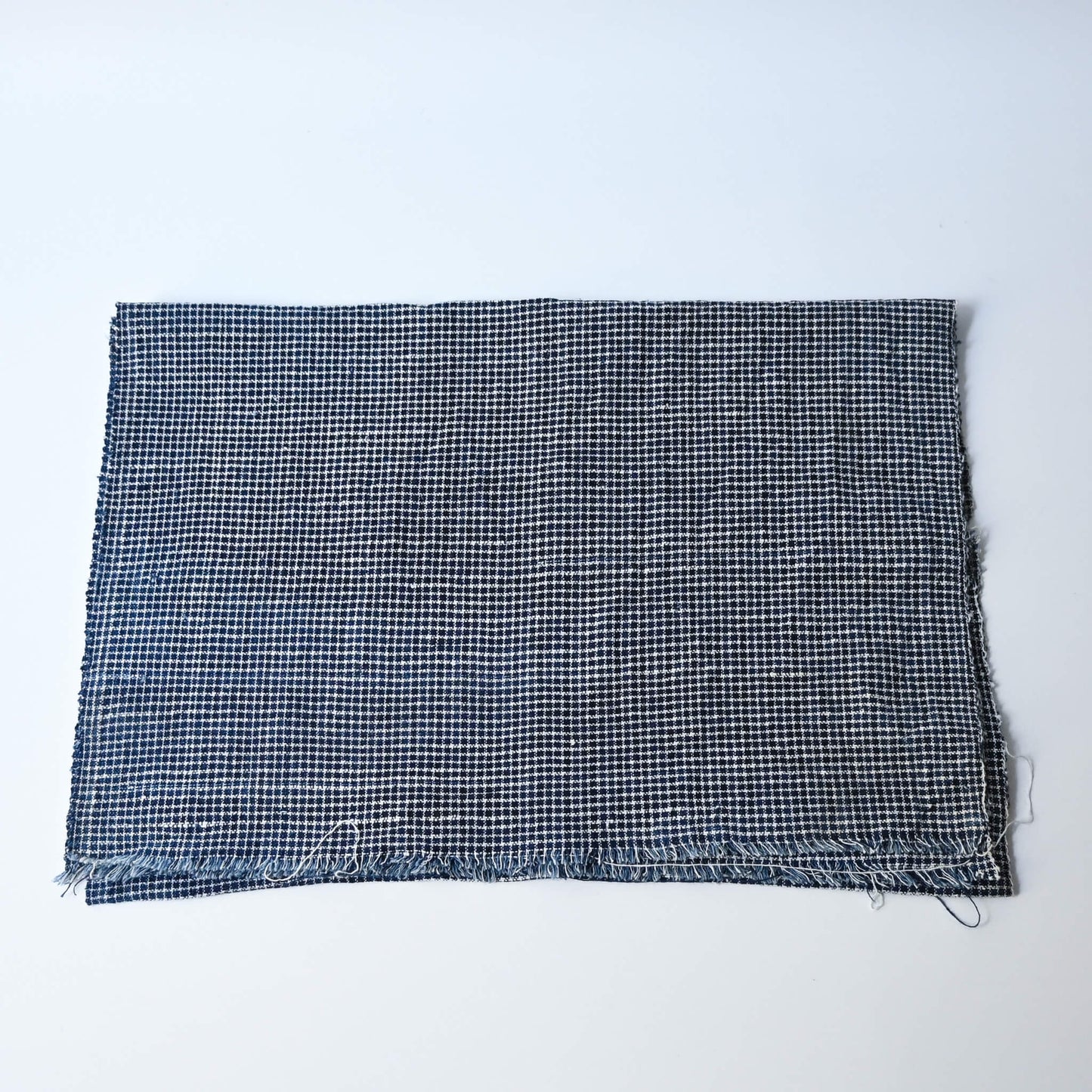 Vintage Chinese hand loomed indigo check cotton piece.