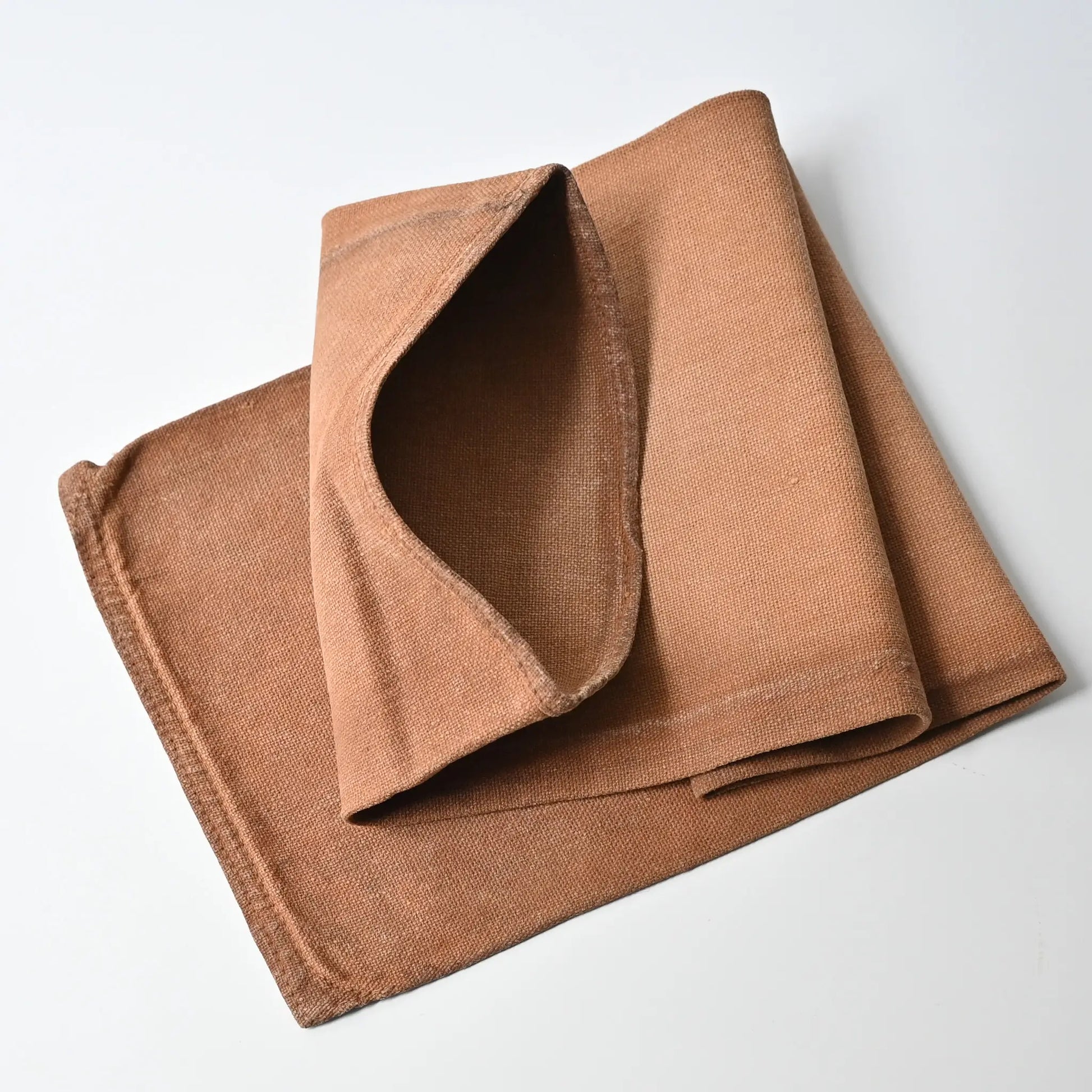 Vintage heavy cotton sake bag called Sakabukuro, dyed with kakishibu fermented persimmon juice.