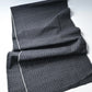 Full view of vintage Japanese dark navy Yoroke-jima stripe Tsumugi silk kimono fabric.