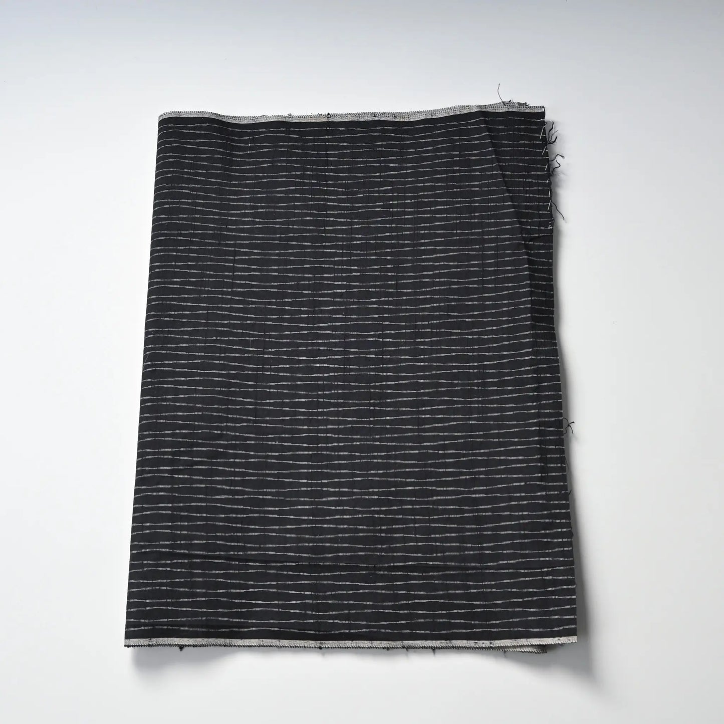 Vintage Japanese dark navy Yoroke-jima stripe Tsumugi silk kimono fabric.