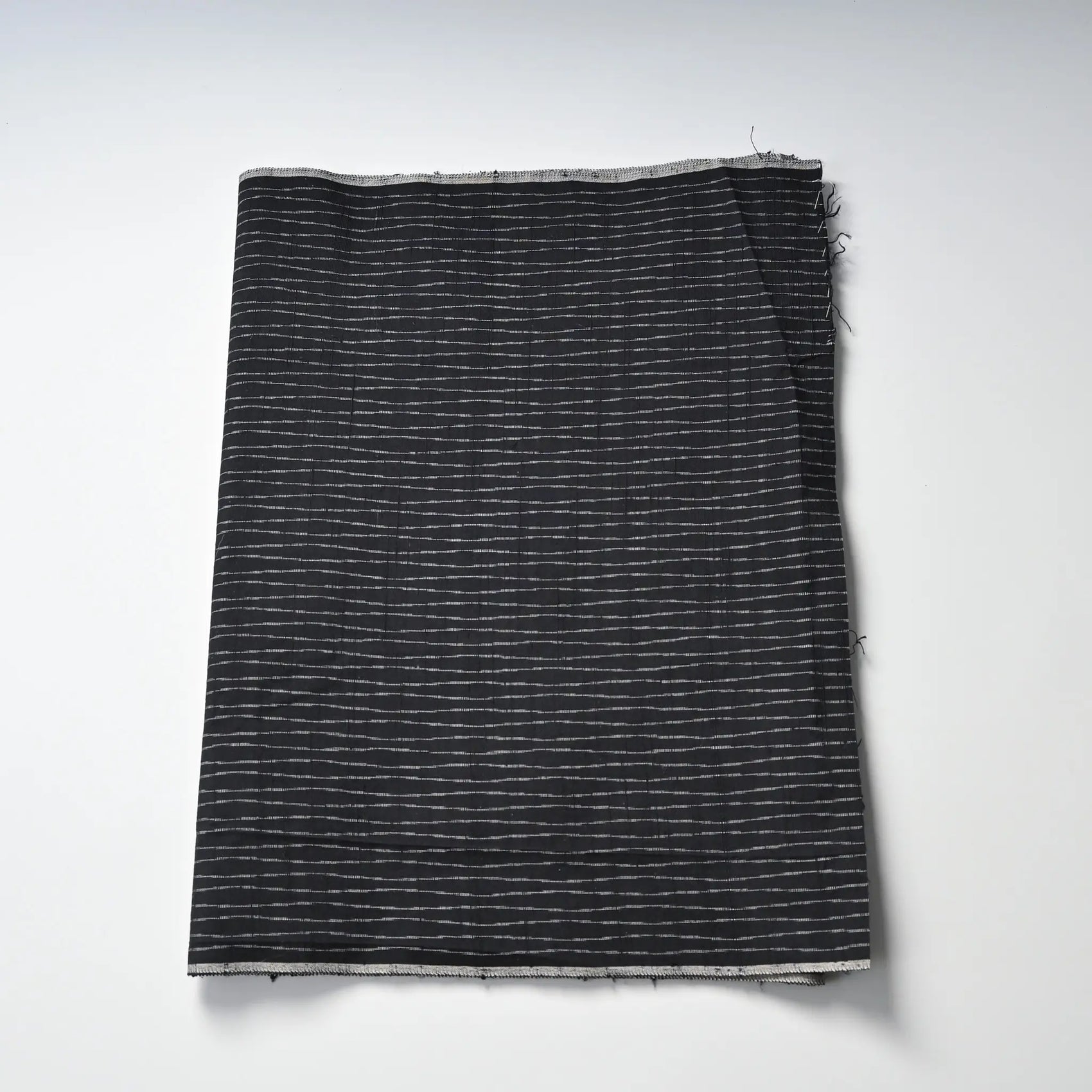Vintage Japanese dark navy Yoroke-jima stripe Tsumugi silk kimono fabric.