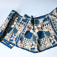 Rare vintage deep blue silk kimono fabric with modern European-inspired design.