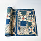 Rare vintage deep blue silk kimono fabric with modern European-inspired design.