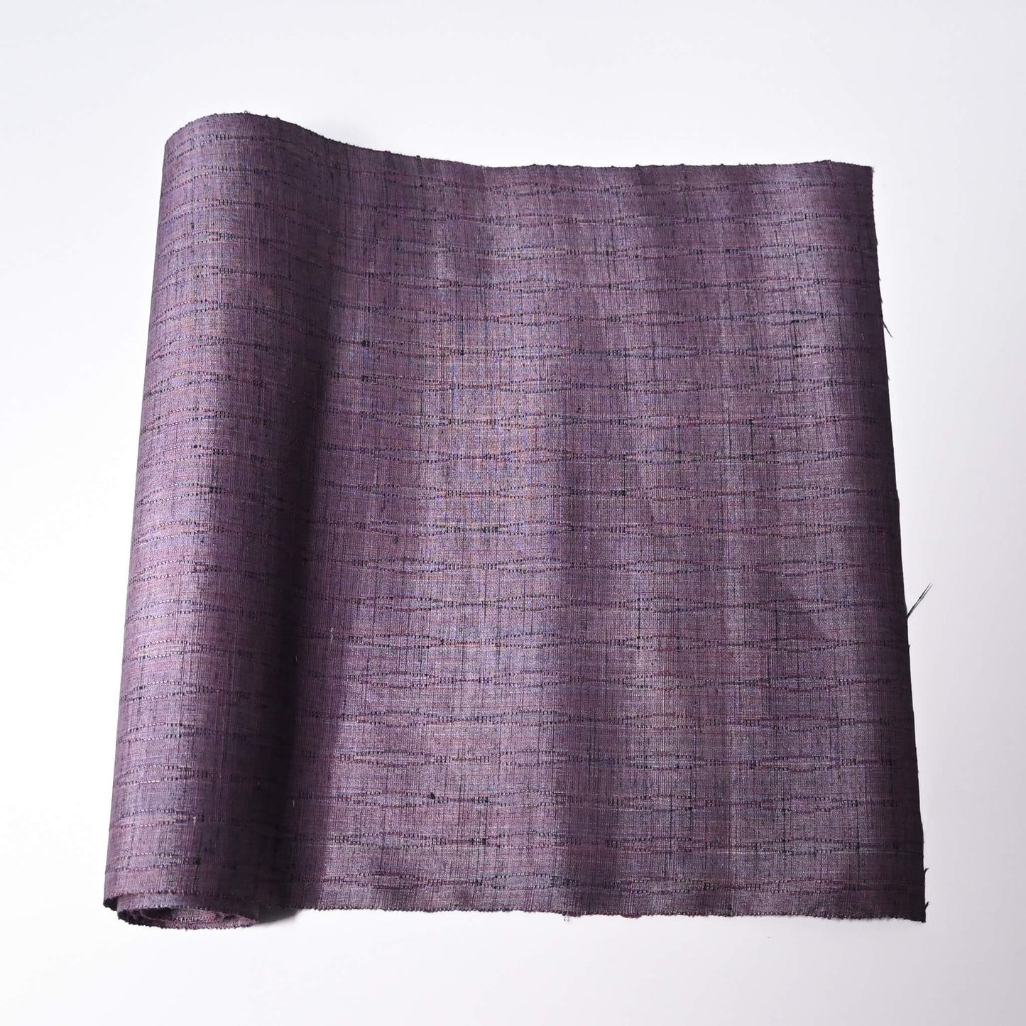 Vintage dusty purple tsumugi silk kimono fabric sold by the metre.