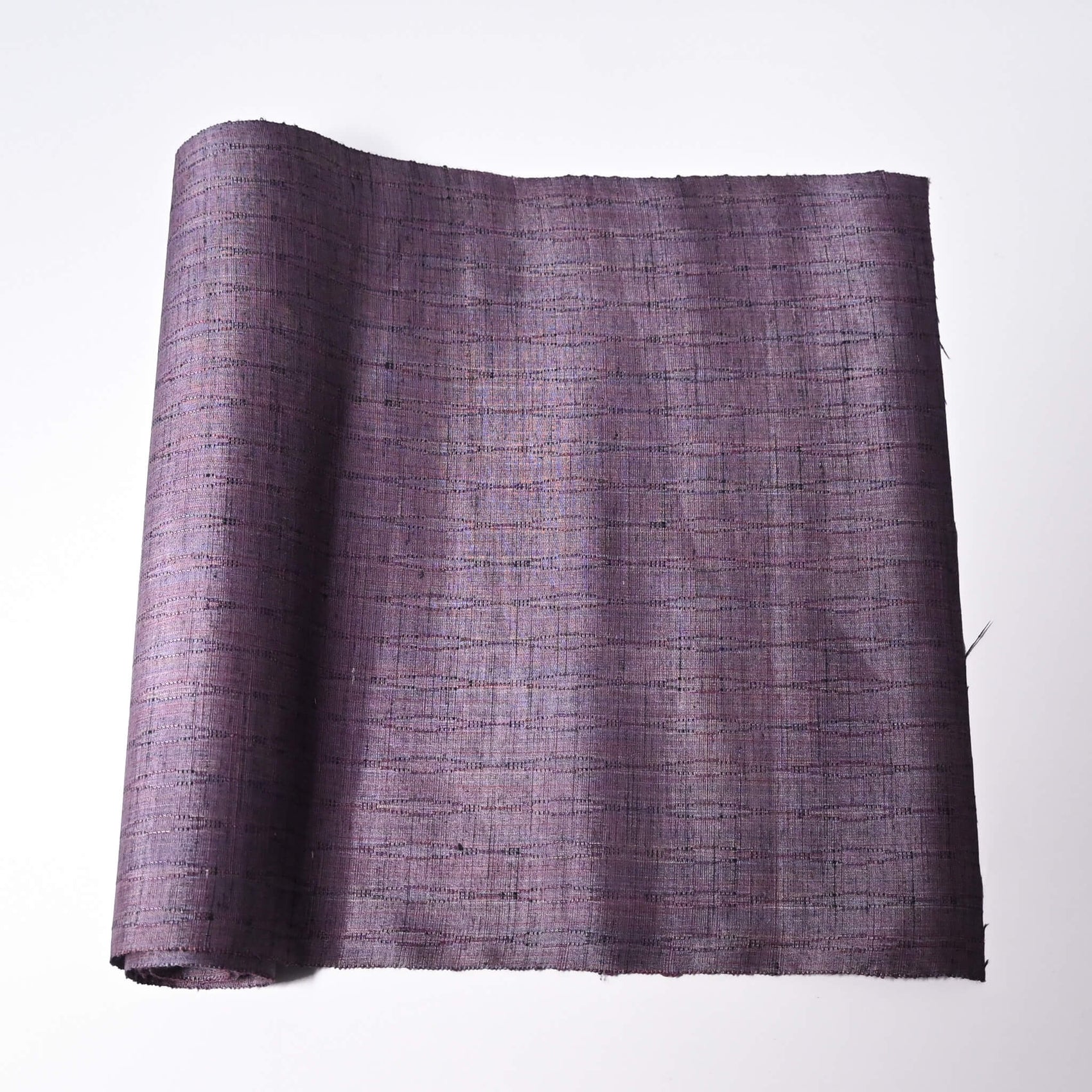 Vintage dusty purple tsumugi silk kimono fabric sold by the metre.