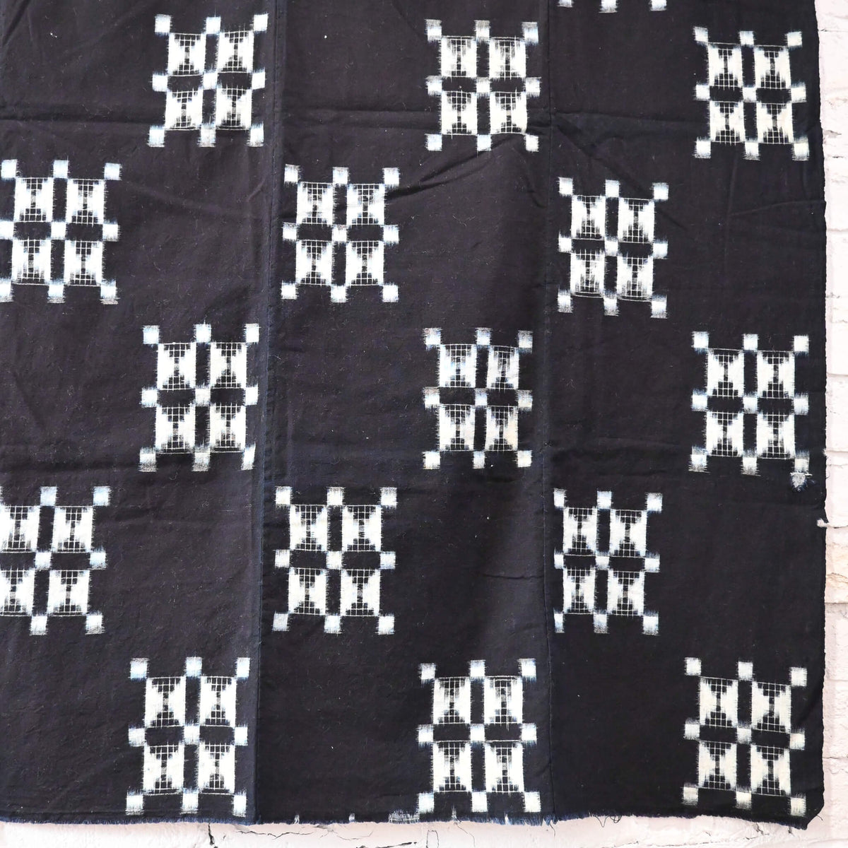 Vintage four-panel indigo egasuri cotton futon cover.