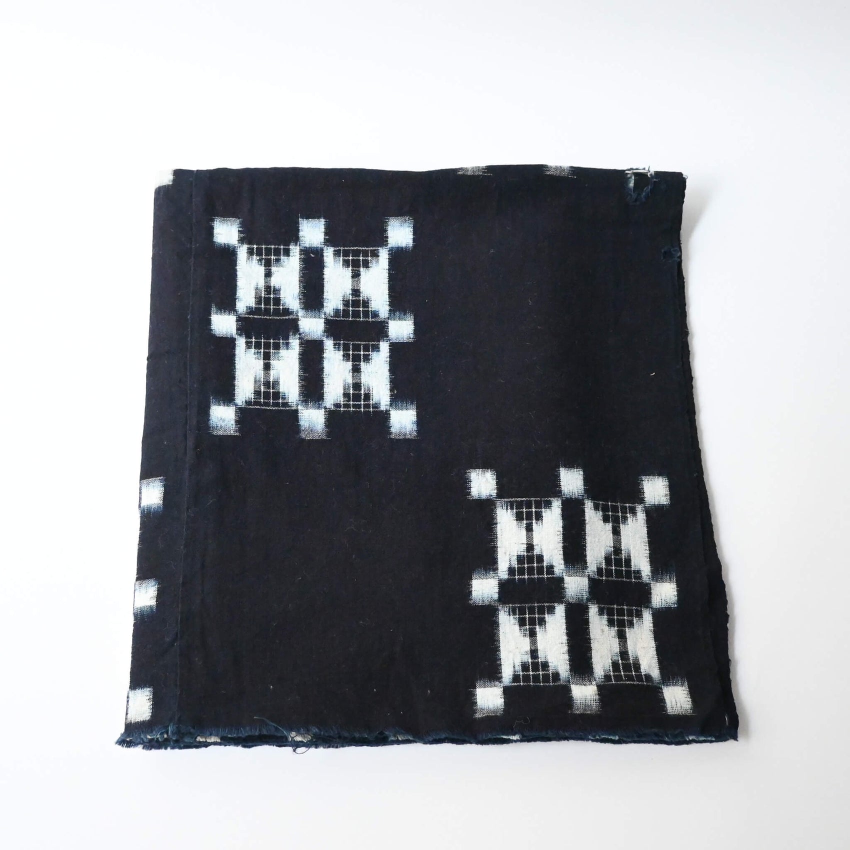 Vintage four-panel indigo egasuri cotton futon cover.