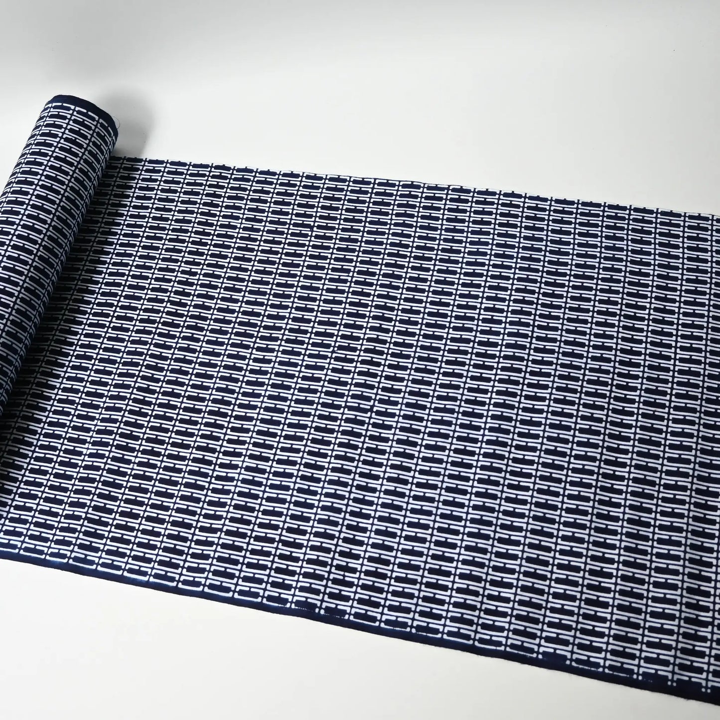 Full view of vintage traditional Japanese men's yukata cotton fabric sold by the metre.