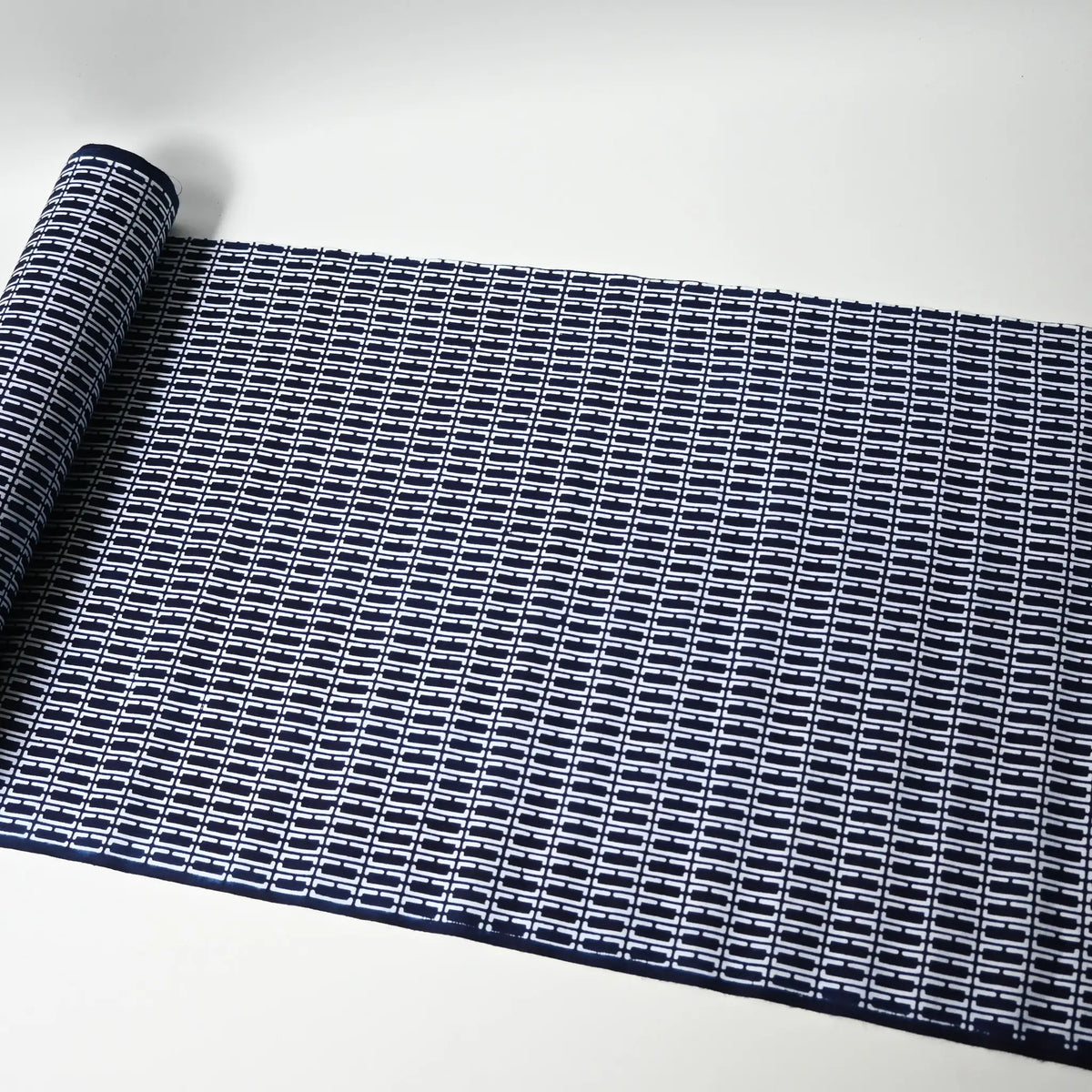 Full view of vintage traditional Japanese men's yukata cotton fabric sold by the metre.