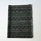 Vintage tsumugi silk kimono fabric with olive green, charcoal and black stripes, and kasuri accents.