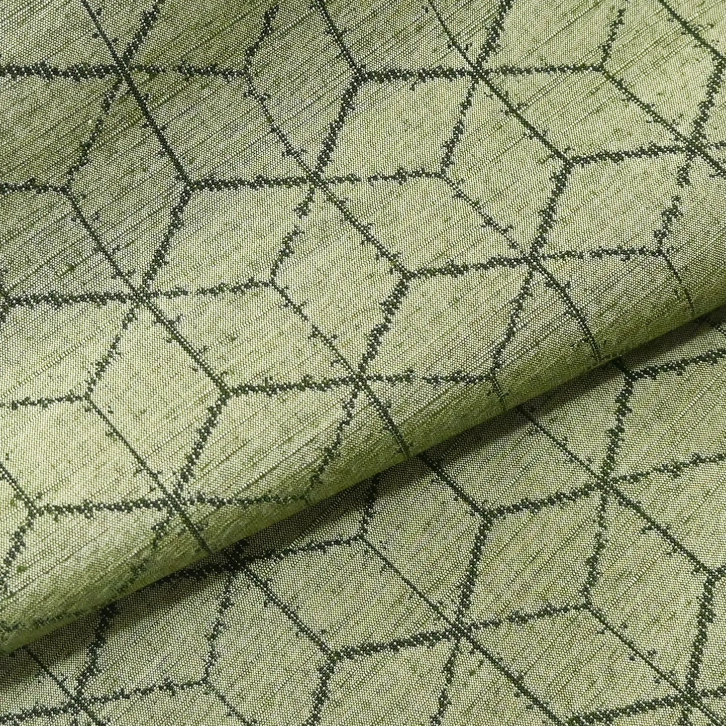 Vintage Soft Green Tsumugi Silk Kimono Fabric Sold By The Metre