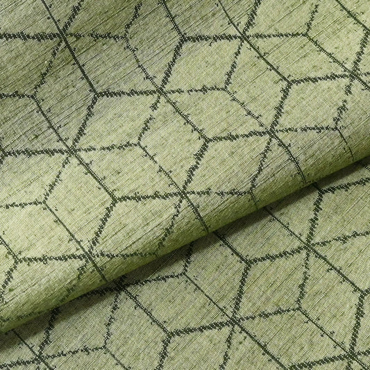 Vintage Soft Green Tsumugi Silk Kimono Fabric Sold By The Metre
