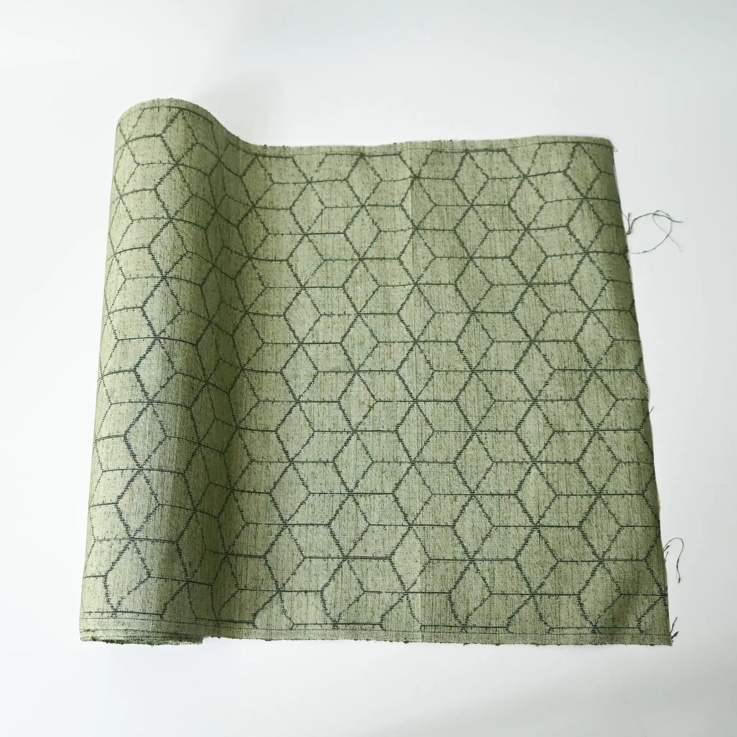 Vintage Soft Green Tsumugi Silk Kimono Fabric Sold By The Metre