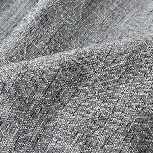 Vintage Grey Asanoha Tsumugi Silk Kimono Fabric Sold By The Metre