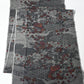 Full view of vintage grey tsumugi silk kimono fabric, garden with flower design.
