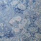 Vintage heavy silk crepe chirimen kimono fabric, katazome dyed chrysanthemum in soft blue.