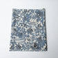 Vintage heavy silk crepe Chirimen kimono fabric with indigo floral pattern.