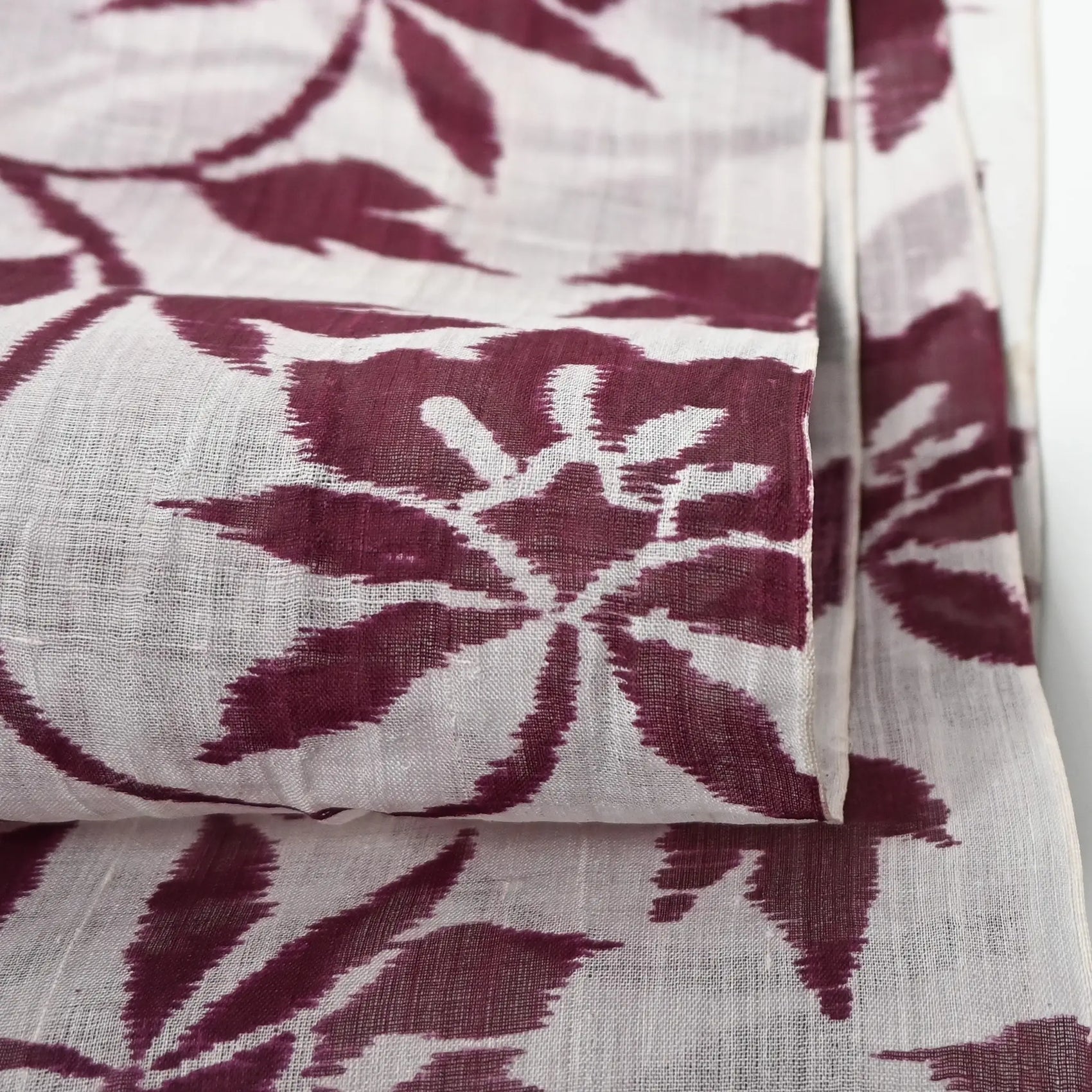 Vintage Hemp Kimono Fabric with Clematis Motif