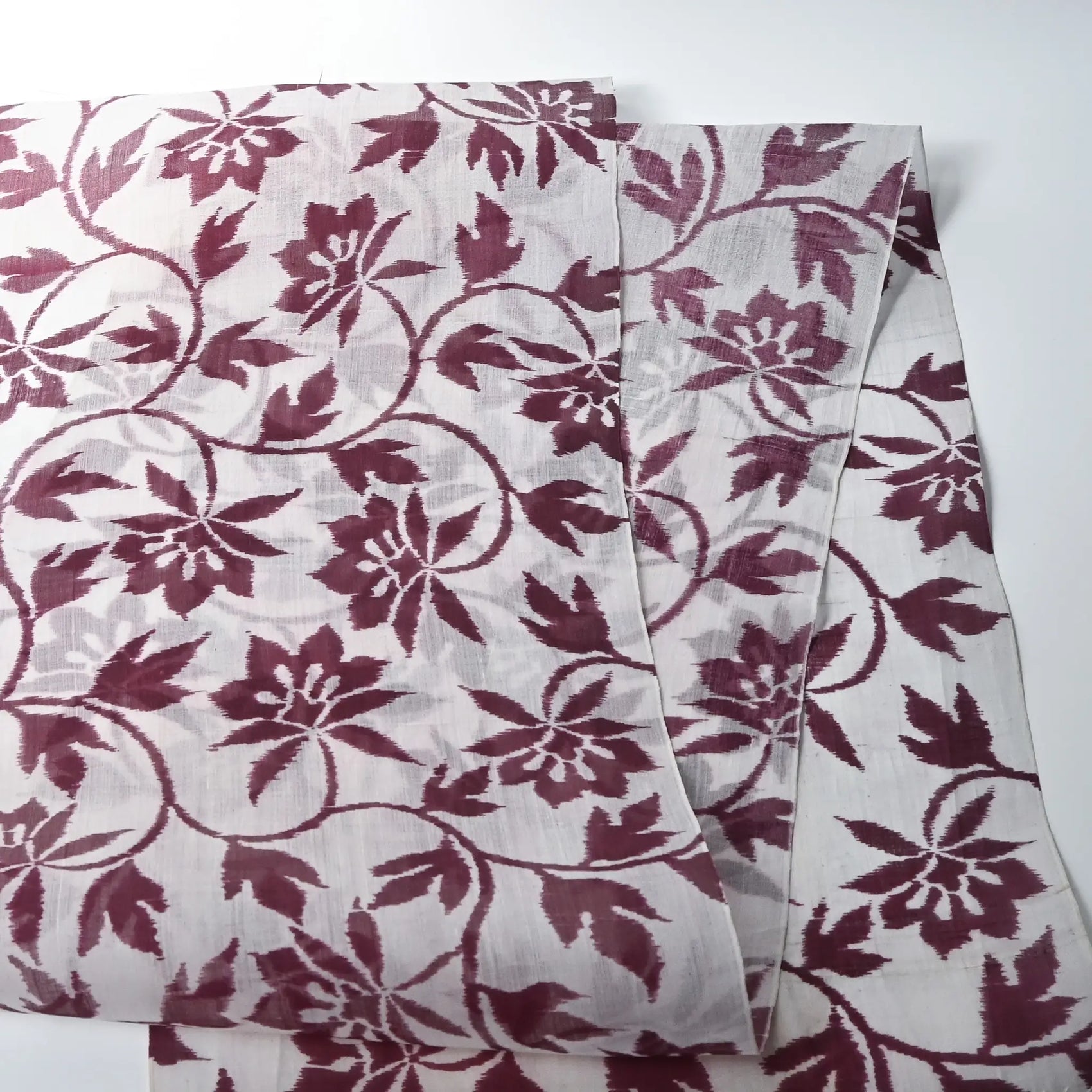 Vintage Hemp Kimono Fabric with Clematis Motif