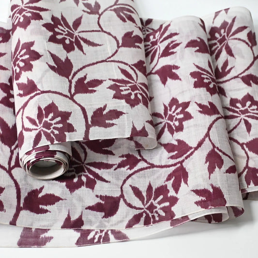 Vintage Hemp Kimono Fabric with Clematis Motif