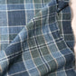 Detailed view of vintage Japanese soft indigo and green tartan check cotton futon cover from the mid-20th century.