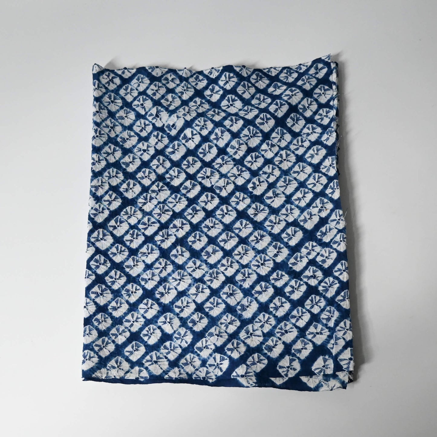 Vintage handcrafted Arimatsu shibori cotton piece from a summer kimono yukata.