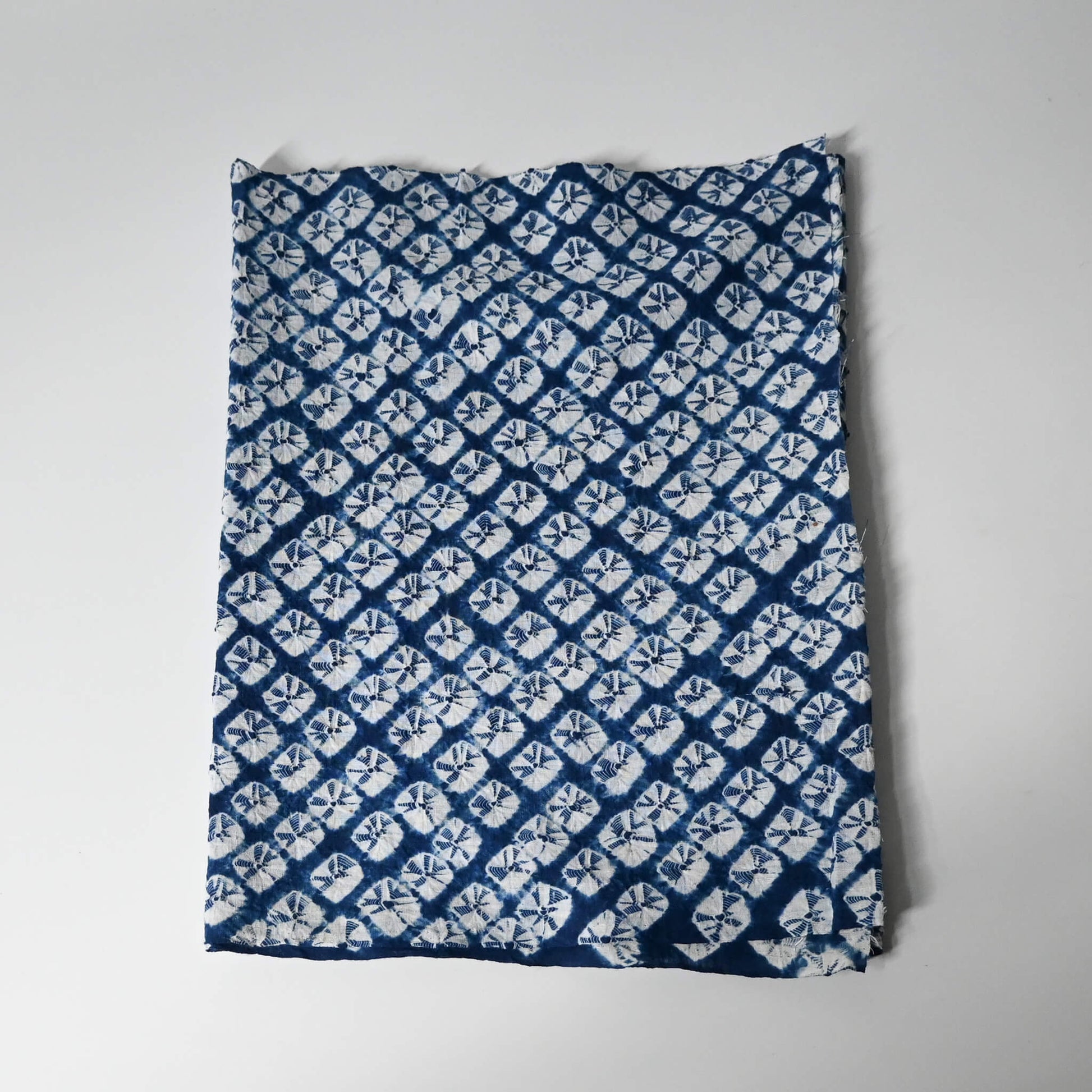 Vintage handcrafted Arimatsu shibori cotton piece from a summer kimono yukata.